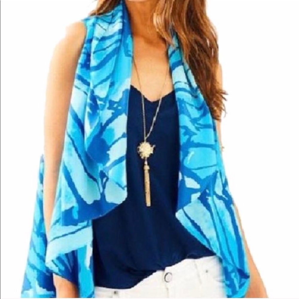 NWT Lilly Pulitzer Blue Get Inky Silk Stasia Vest